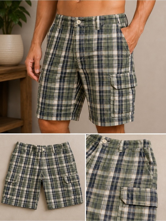 Polo Ralph Lauren Other - Ralph Lauren Shorts Mens 42 Green Blue Plaid Cargo Cotton Polo Jeans Co. Preppy